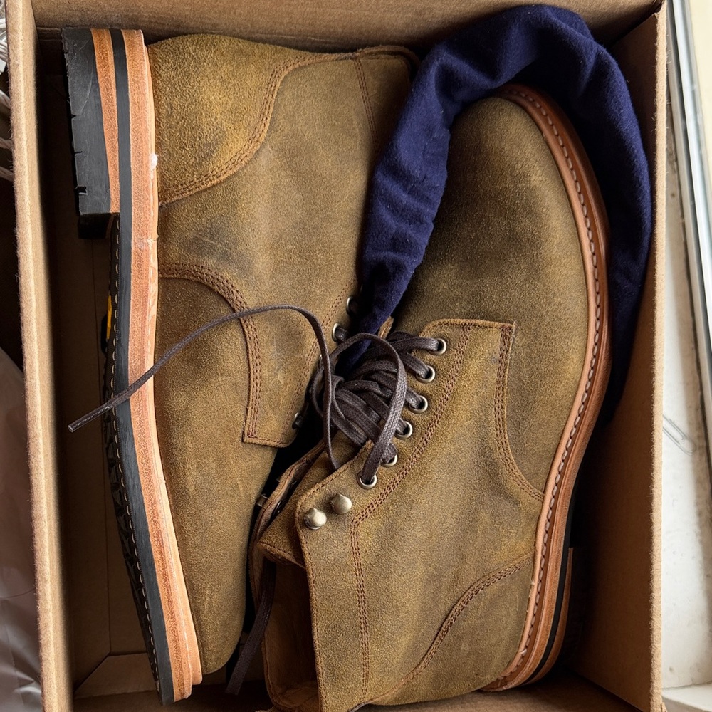 Taylor Stitch Golden Brown Waxed Suede Trench Boot - Picture 8 of 8
